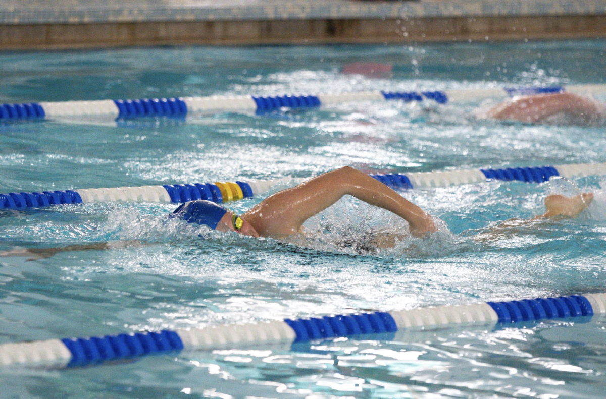 Sarah Jones (12) races 10th lap of the 500 Freestyle.